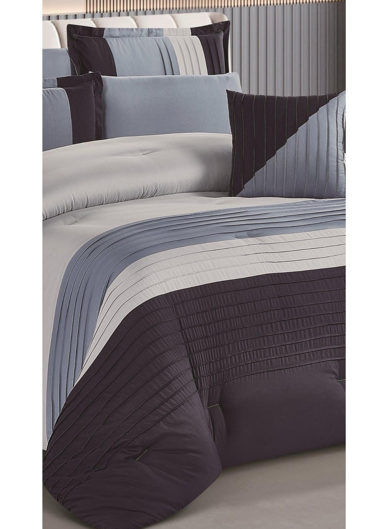 RedRoss *A double bed sheet with a modern striped design and embroidery that adds a touch of elegance, made of microfiber, size 240*260 cm - Image 3
