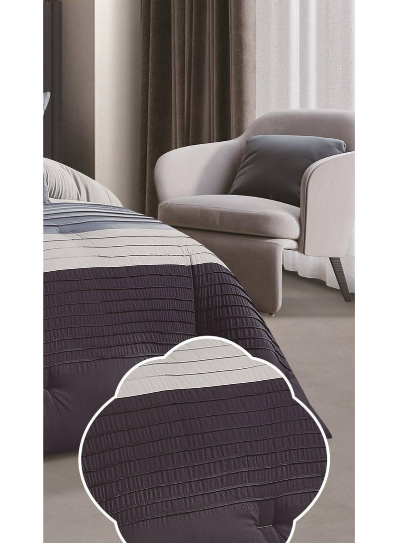RedRoss *A double bed sheet with a modern striped design and embroidery that adds a touch of elegance, made of microfiber, size 240*260 cm - Image 4
