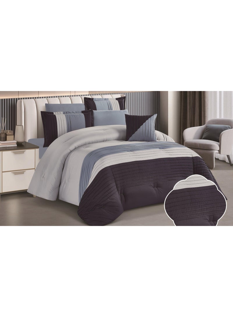 RedRoss *A double bed sheet with a modern striped design and embroidery that adds a touch of elegance, made of microfiber, size 240*260 cm - Image 1