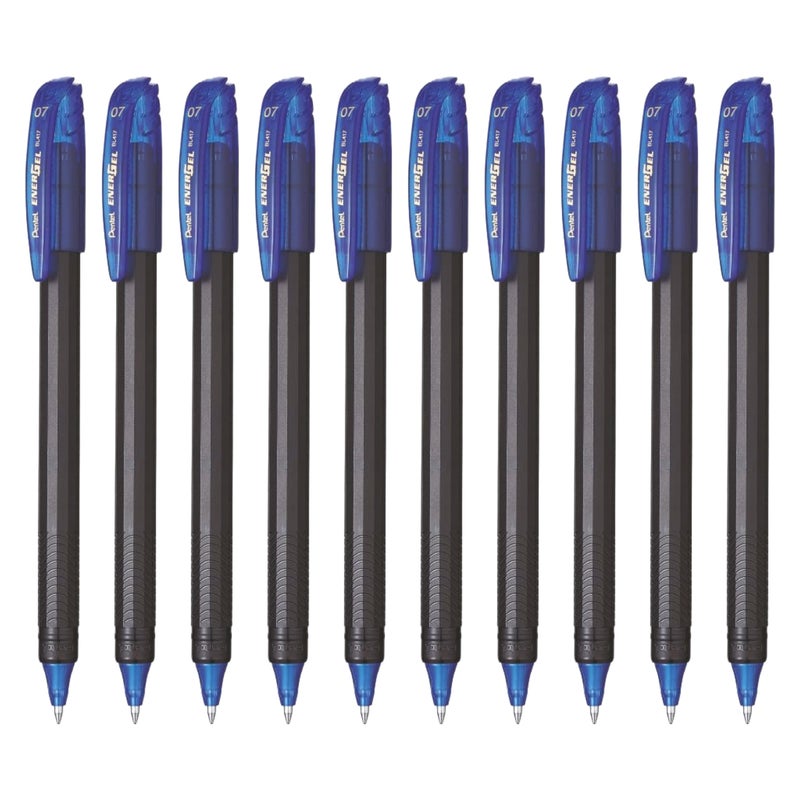 Pentel EnerGel 0.7mm Roller Gel Pen | Quick Dry Ink For Smudge-Free Writing | Lightweight Gel Pen For Smooth Writing Experience | Blue Ink, Pack of 10 Pens (BL417) - Image 2
