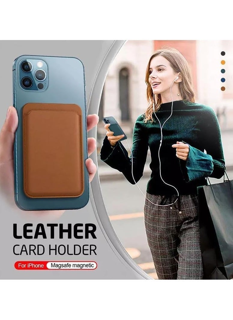 Raxoom [2 Pack] Strong Magnetic Leather Card Holder Wallet Compatible with MagSafe for iPhone | Snap-On Slim RFID-Blocking Card Organizer for iPhone 14, 13, 12 Series | Minimalist Magnetic Wallets with Secure Grip for Everyday Use - Image 2