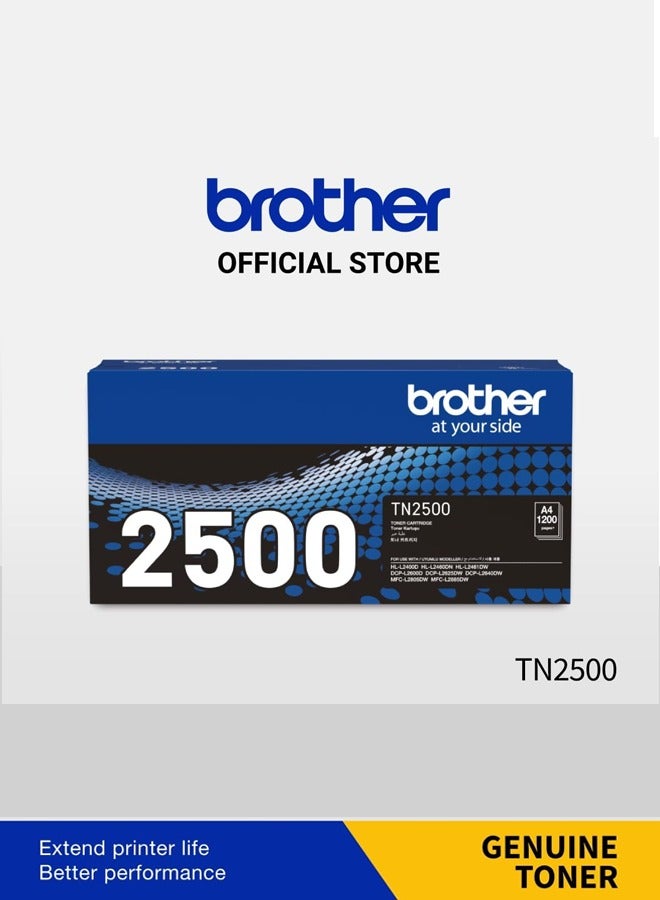 brother TN-2500 Black Toner Cartridge 1200 Pages for HL-L2460DN Black - Image 2