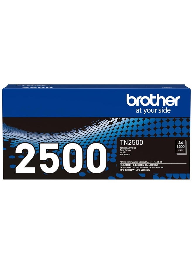 brother TN-2500 Black Toner Cartridge 1200 Pages for HL-L2460DN Black - Image 1