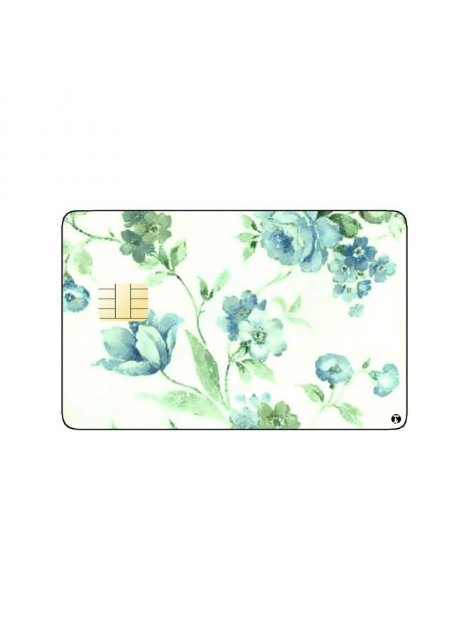RKN PRINTED BANK CARD STICKER Beautiful Blue Flowers Drawing - Image 2