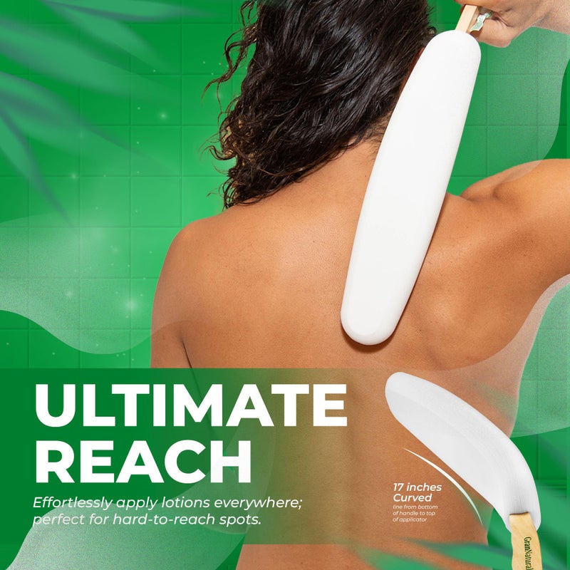 GranNaturals جهاز تطبيق لوشن GranNaturals لظهرك وقدمك وساقيك - جهاز تطبيق واقي الشمس - فرشاة جسم طويلة منحنية سهلة الوصول للتسمير، التسمير الذاتي بدون شمس، كريم البشرة، حب الشباب، غسول الجسم - مساعدة لكبار السن - Image 5