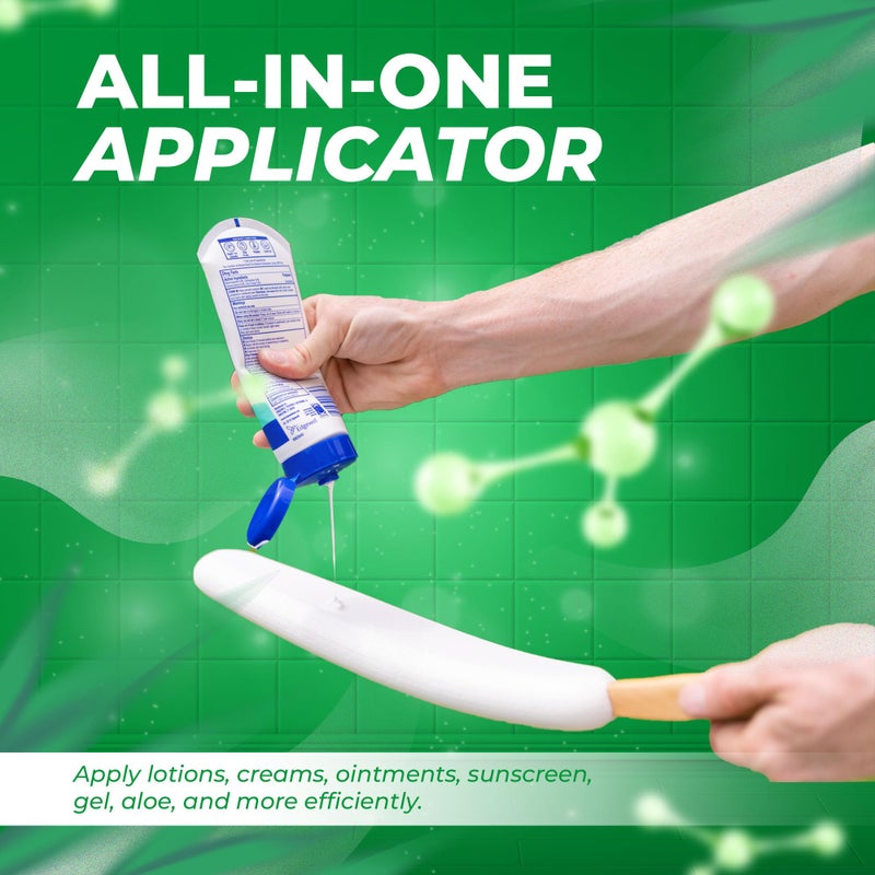 GranNaturals جهاز تطبيق لوشن GranNaturals لظهرك وقدمك وساقيك - جهاز تطبيق واقي الشمس - فرشاة جسم طويلة منحنية سهلة الوصول للتسمير، التسمير الذاتي بدون شمس، كريم البشرة، حب الشباب، غسول الجسم - مساعدة لكبار السن - Image 3