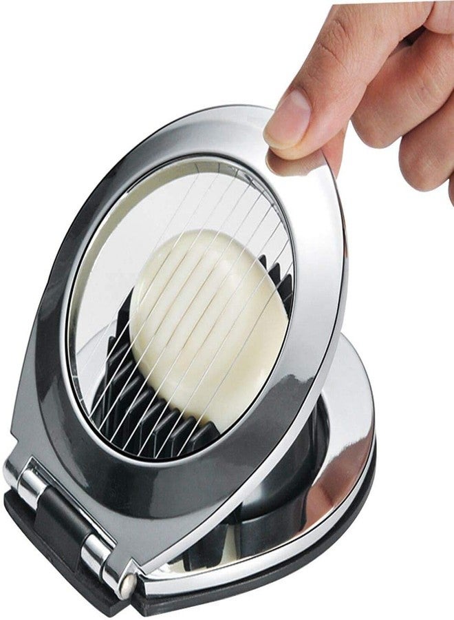 OlBuWa Egg Slicer Egg Cutter Egg Wedger For Hard Boiled Eggs,Stainless Steel Wire with 3 Slicing Styles Silver&Black - Image 1