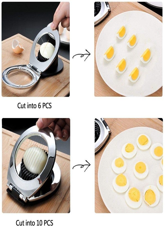 OlBuWa Egg Slicer Egg Cutter Egg Wedger For Hard Boiled Eggs,Stainless Steel Wire with 3 Slicing Styles Silver&Black - Image 5