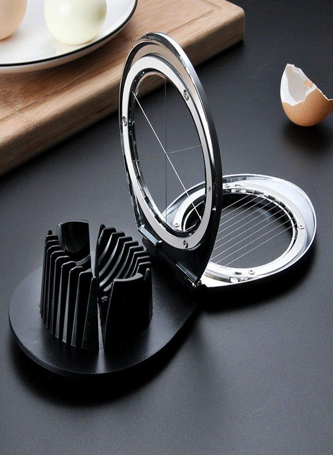 OlBuWa Egg Slicer Egg Cutter Egg Wedger For Hard Boiled Eggs,Stainless Steel Wire with 3 Slicing Styles Silver&Black - Image 4