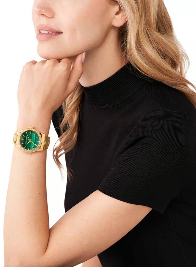 ام كي ساعة مايكل كورس رانواي بافيه ذهبية اللون ومالاكيت - MK7390 - Image 2