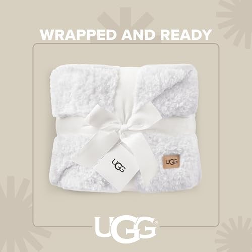 UGG Nita Throw Blanket for Couch, Soft Reversible Plush Throw for Bed or Living Room, Cozy Fluffy Soft Blanket, Washable Bedding, Spring Decor, 50-inch x 70-inch, White Snow - Image 4