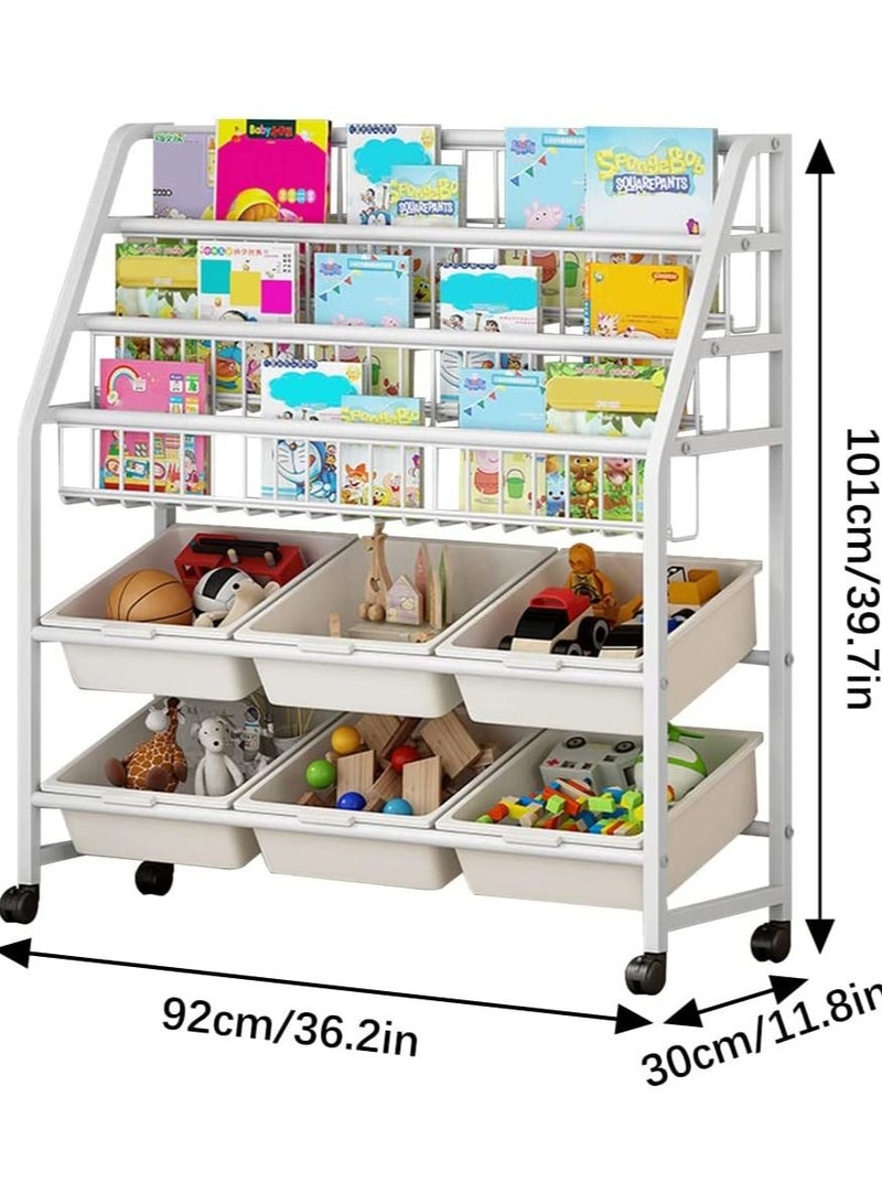 DubaiGallery Kids Book Shelf Toy Storage Floor Bookcase Multi-layer Simple Kids Toy Rack Organizer Kindergarten Baby Picture Book Rack  - Image 2