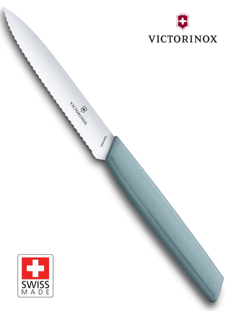 Victorinox Swiss Modern Paring Knife 10 cm, Wavy Edge, Blue - Image 1