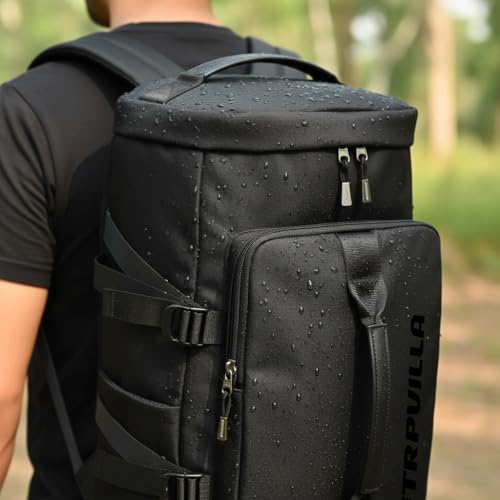 STRAPVILLA Gym Bag for Men with Shoe Compartment | Gym Bag for Women Workout | Duffle Bags for Gym | Football & Gym Duffle Sports Bag for Boys | Travel Duffel Bag for Men - Jet Black - Image 3