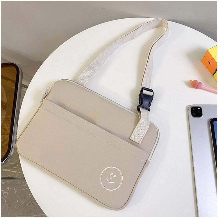 South Korea 11 Inch iPad Sleek Bag Apple Tablet Storage Bag Protected Laptop Bag Adjustable Crossbody Bag Khaki 