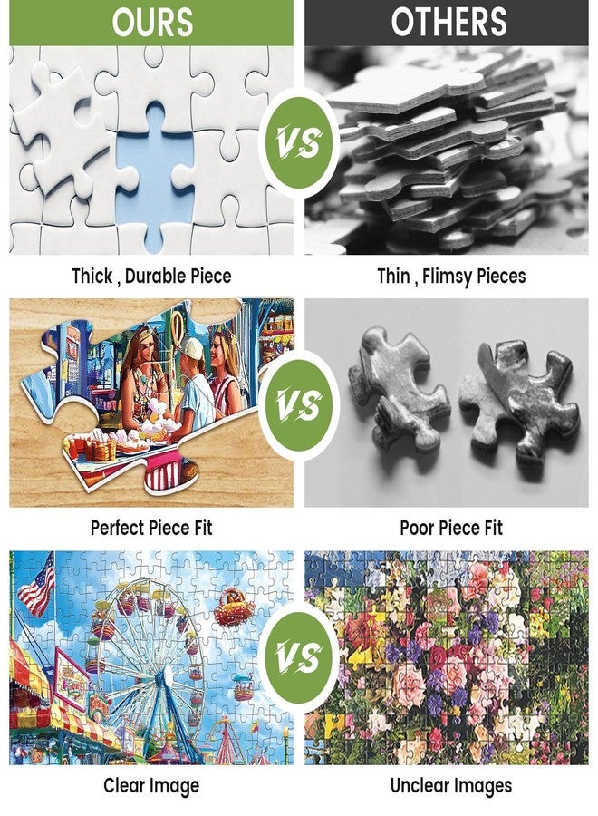 VOLUVOLU 2-Pack 300 Pieces Puzzles for Adults, Nostalgic Classroom Scene Puzzles 300 Pieces Seaside Amusement Park Jigsaw Puzzles for Adults, Birthday Party for Family Kids, Game Nights Gifts - Image 3