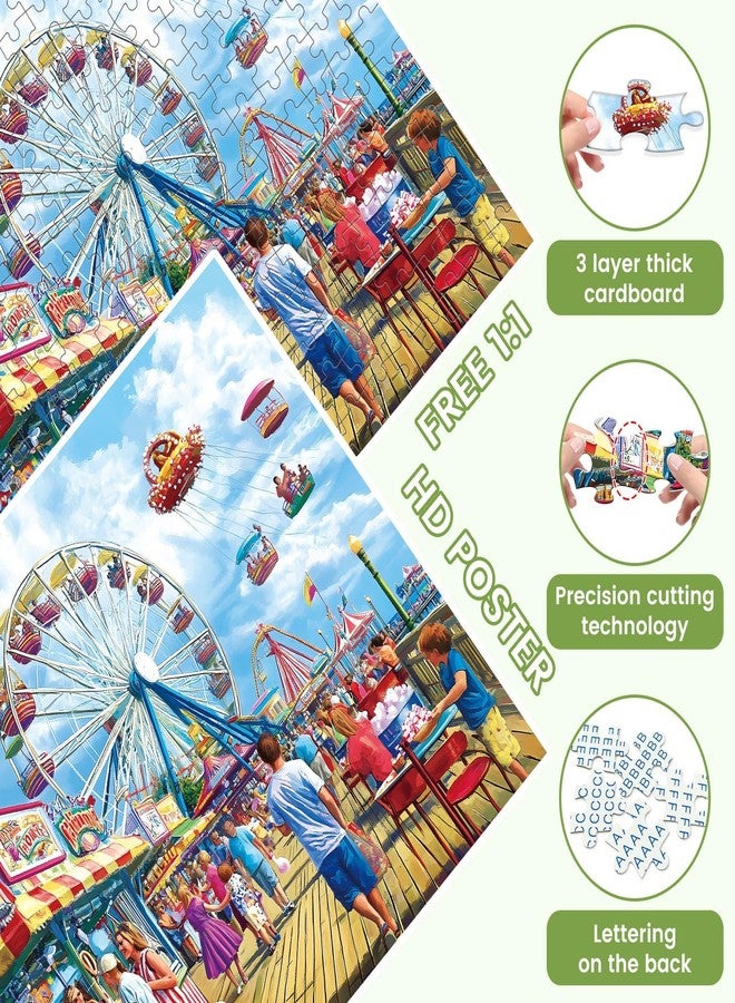 VOLUVOLU 2-Pack 300 Pieces Puzzles for Adults, Nostalgic Classroom Scene Puzzles 300 Pieces Seaside Amusement Park Jigsaw Puzzles for Adults, Birthday Party for Family Kids, Game Nights Gifts - Image 4