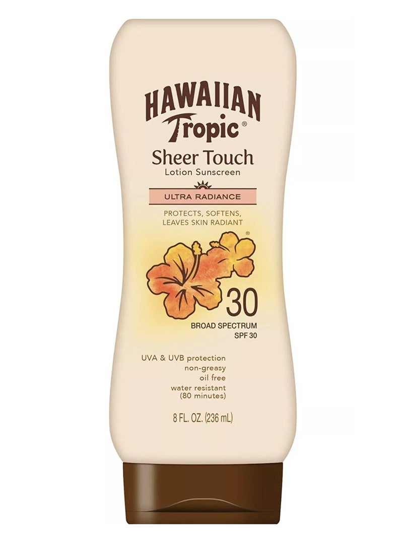 Hawaiian Tropic - Sheer Touch Lotion Sunscreen Ultra Radiance UVA UVB SPF 30 Sun Protection Body Lotion Moisturizer 236ml - Image 1