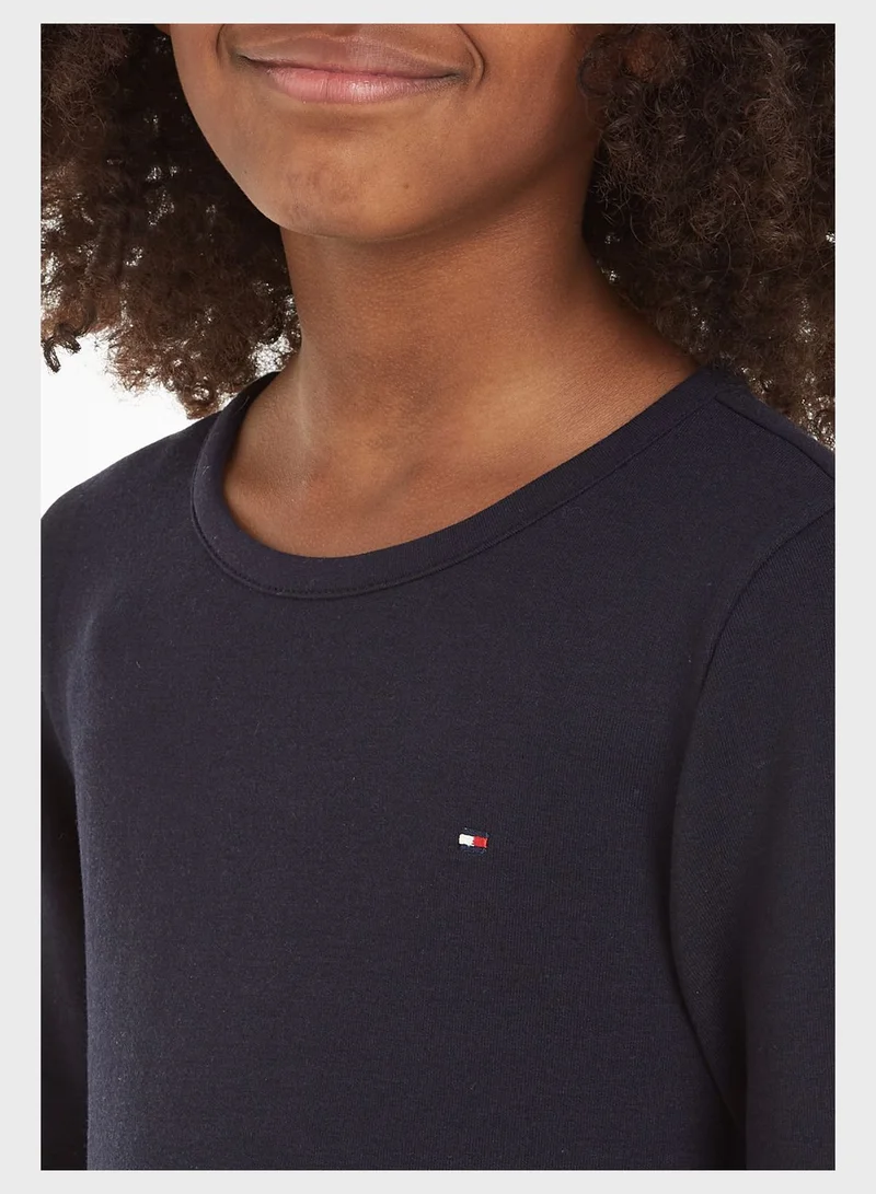 TOMMY HILFIGER Kids Crew Neck Belt Dress