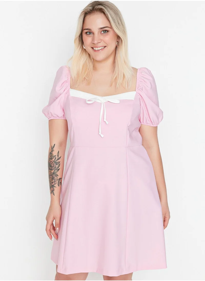 Trendyol Curve Puff Sleeve Tie Detail Dress