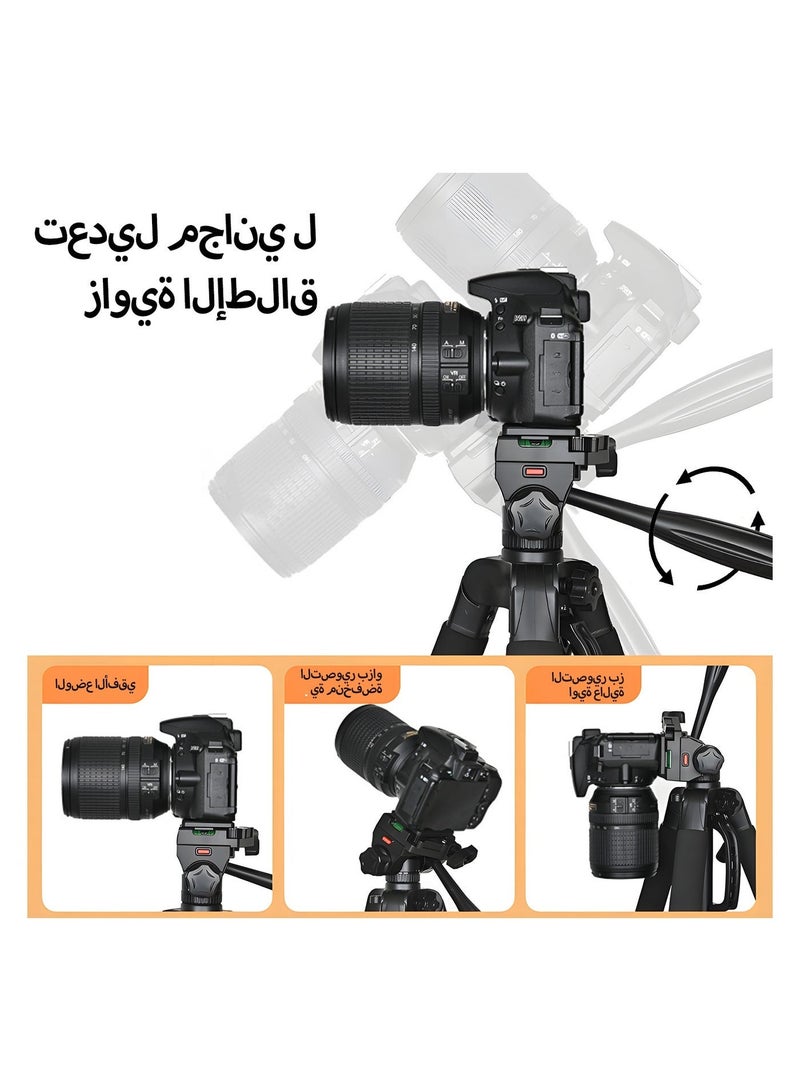 حامل ثلاثي القوائم بطول 180 سم لكاميرا الهاتف، يدور 360 درجة، مزود بجهاز تحكم عن بعد عبر البلوتوث  - حامل للهاتف المحمول - متوافق مع أجهزة العرض، ومصابيح الإضاءة التكميلية، وكاميرات SLR، وكاميرات بدون مرآة، وأجهزة التثبيت (Gimbal)، والتلسكوبات - Image 3