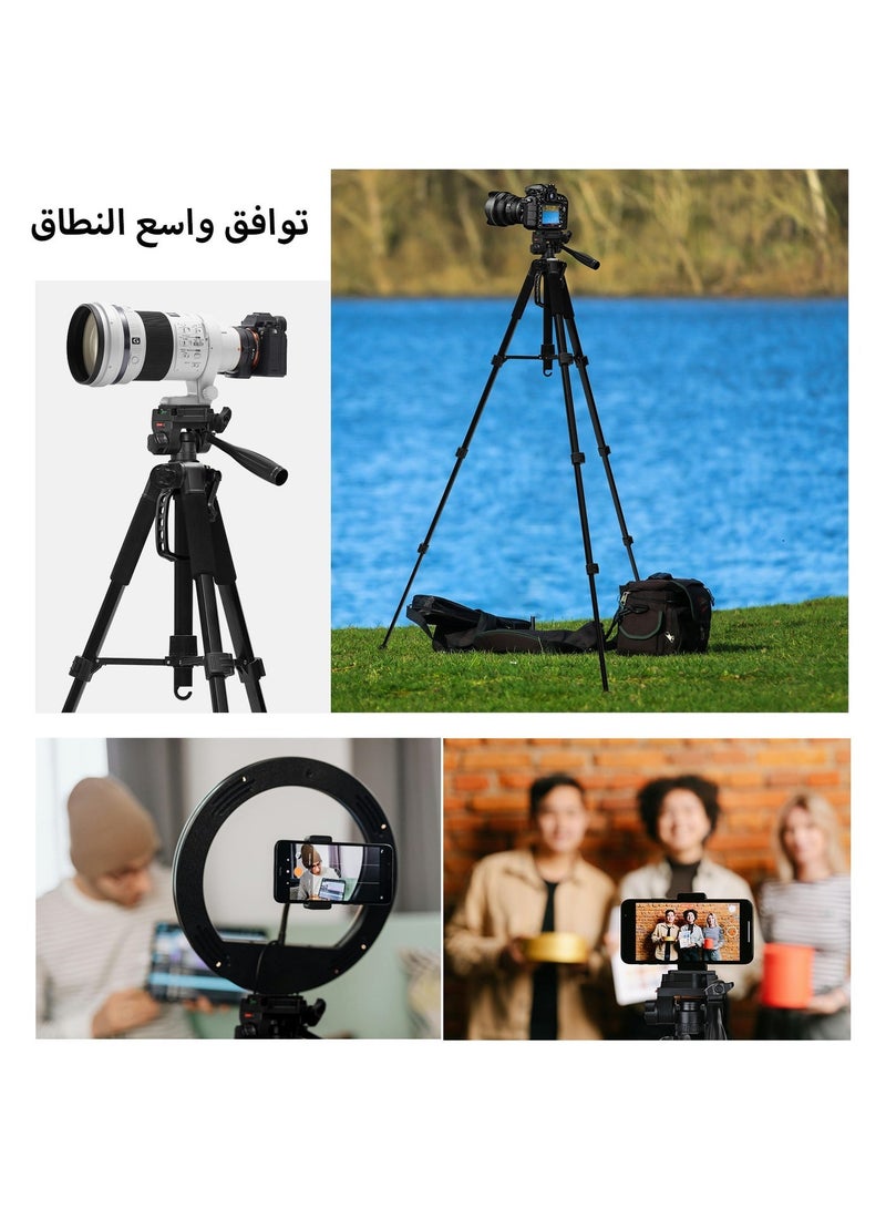 حامل ثلاثي القوائم بطول 180 سم لكاميرا الهاتف، يدور 360 درجة، مزود بجهاز تحكم عن بعد عبر البلوتوث  - حامل للهاتف المحمول - متوافق مع أجهزة العرض، ومصابيح الإضاءة التكميلية، وكاميرات SLR، وكاميرات بدون مرآة، وأجهزة التثبيت (Gimbal)، والتلسكوبات - Image 4