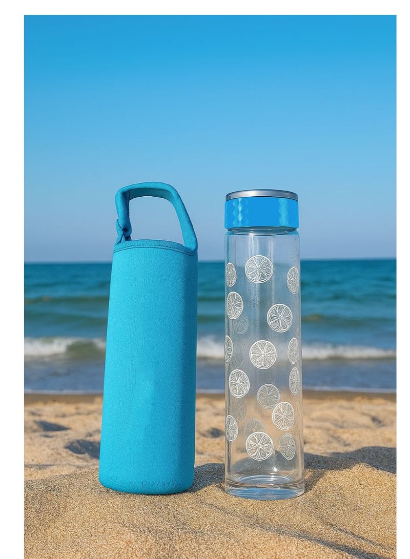 Glass Water Bottle with Neoprene Sleeve - Image 4