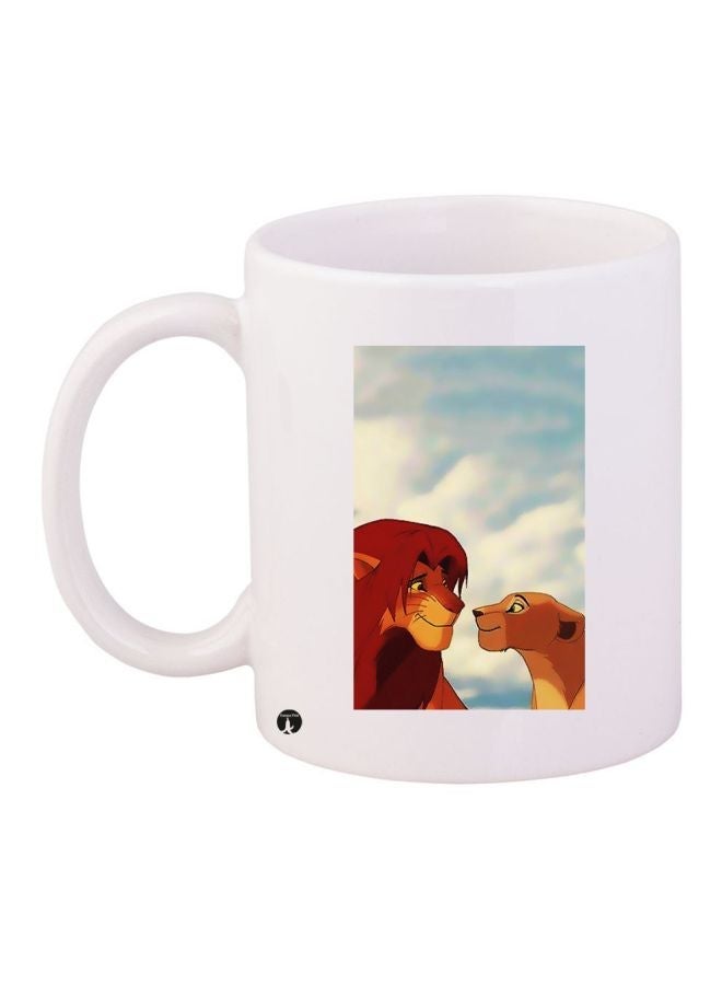 Simba The Lion Printed Coffee Mug White/Blue/Orange 11ounce