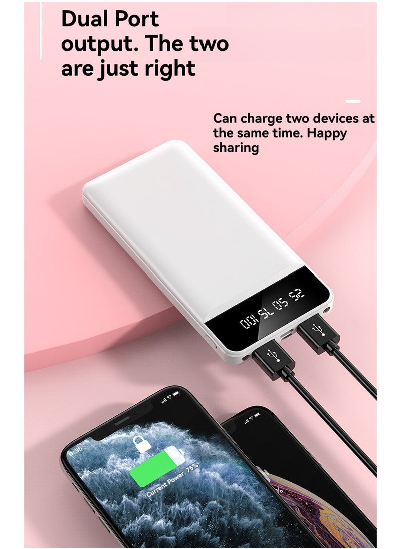 JEEJPV Power Bank , 10000mAh Portable Charger, Digital Display Portable Phone Charger (white)  - Image 1