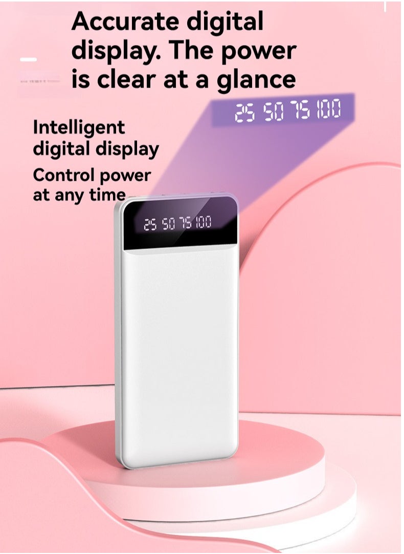 JEEJPV Power Bank , 10000mAh Portable Charger, Digital Display Portable Phone Charger (white)  - Image 3