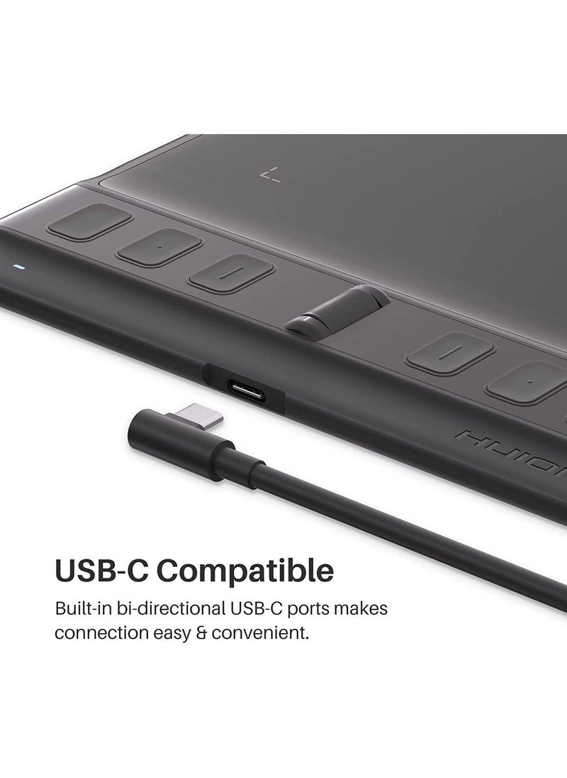 HUION - H641P Inspiroy 2 Small Drawing Tablet with Scroll Wheel Customized Keys Battery-Free Stylus for Digital Art, Design, Sketch, 6x4inch Graphics Tablet Works with Mac, PC & Mobile, Black - Image 1