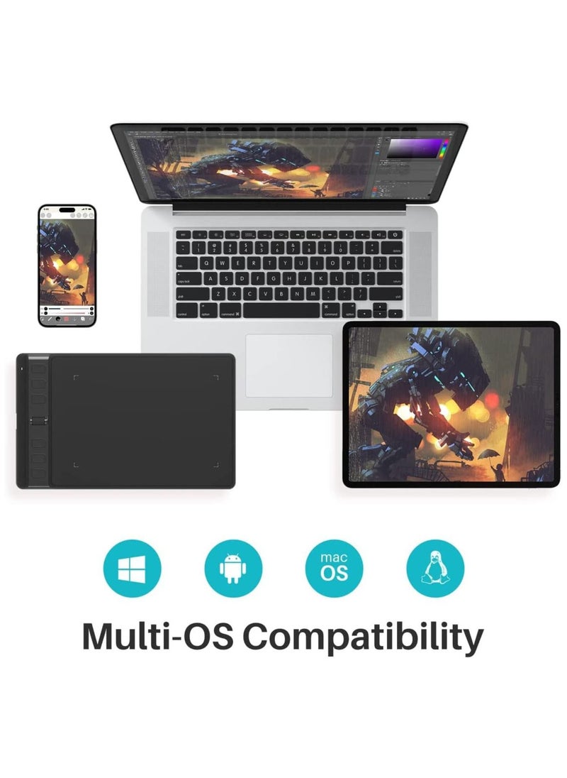 HUION - H641P Inspiroy 2 Small Drawing Tablet with Scroll Wheel Customized Keys Battery-Free Stylus for Digital Art, Design, Sketch, 6x4inch Graphics Tablet Works with Mac, PC & Mobile, Black - Image 1
