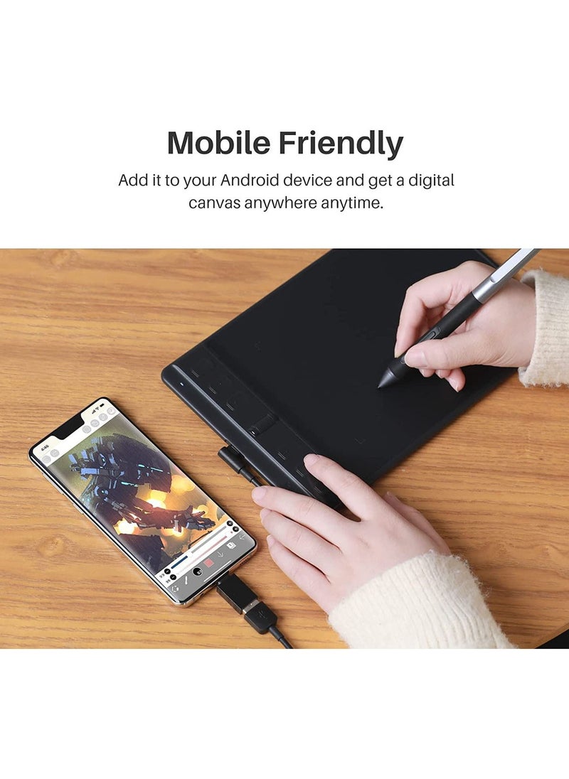HUION - H641P Inspiroy 2 Small Drawing Tablet with Scroll Wheel Customized Keys Battery-Free Stylus for Digital Art, Design, Sketch, 6x4inch Graphics Tablet Works with Mac, PC & Mobile, Black - Image 1