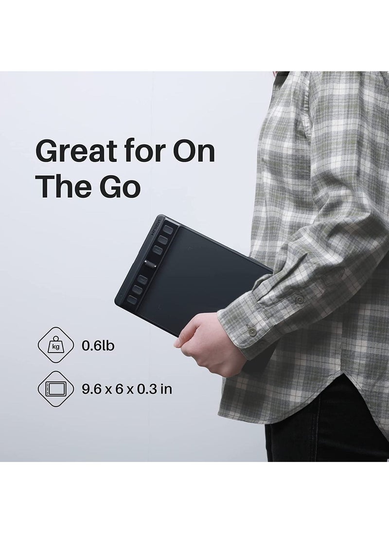 HUION - H641P Inspiroy 2 Small Drawing Tablet with Scroll Wheel Customized Keys Battery-Free Stylus for Digital Art, Design, Sketch, 6x4inch Graphics Tablet Works with Mac, PC & Mobile, Black - Image 1