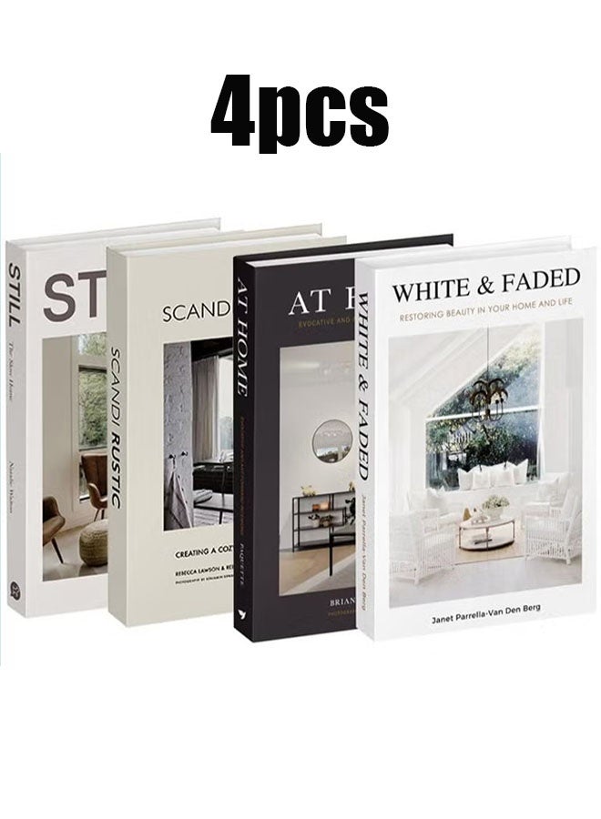 Ailily 4 Pieces Decorative Books for Coffee Table Decor， Stylish Room Decor Aesthetic Faux Books for Home Decor，Stacked Book Decor Bookshelf，Entryway，Console Table，Mantel Decor - Image 1