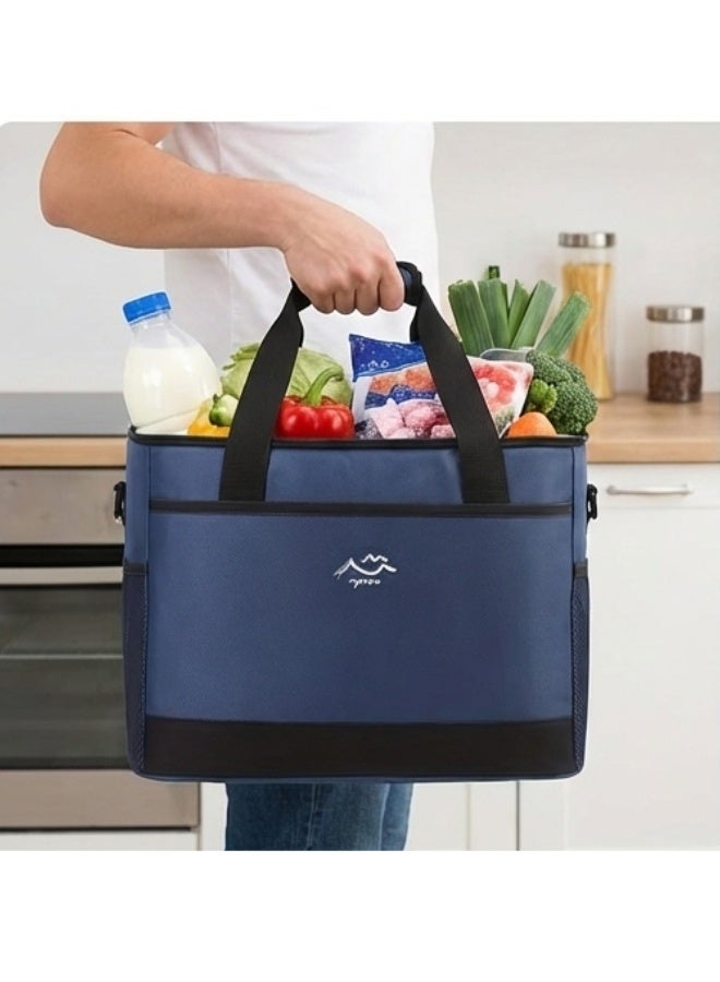 هابي هوم حقيبة غداء كبيرة 26 لتر معزولة حرارياً للرجال والنساء – شنطة تبريد لانش بوكس مقاومة للتسرب ببطانة PEVA صديقة للبيئة – قماش أوكسفورد 900D متين مقاوم للماء والتمزق – حزام كتف قابل للتعديل ومقبض مبطن – مثالية للعمل، المدرسة، الرحلات، التخييم والصيد – لون أزرق - Image 3