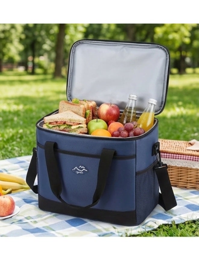 هابي هوم حقيبة غداء كبيرة 26 لتر معزولة حرارياً للرجال والنساء – شنطة تبريد لانش بوكس مقاومة للتسرب ببطانة PEVA صديقة للبيئة – قماش أوكسفورد 900D متين مقاوم للماء والتمزق – حزام كتف قابل للتعديل ومقبض مبطن – مثالية للعمل، المدرسة، الرحلات، التخييم والصيد – لون أزرق - Image 4