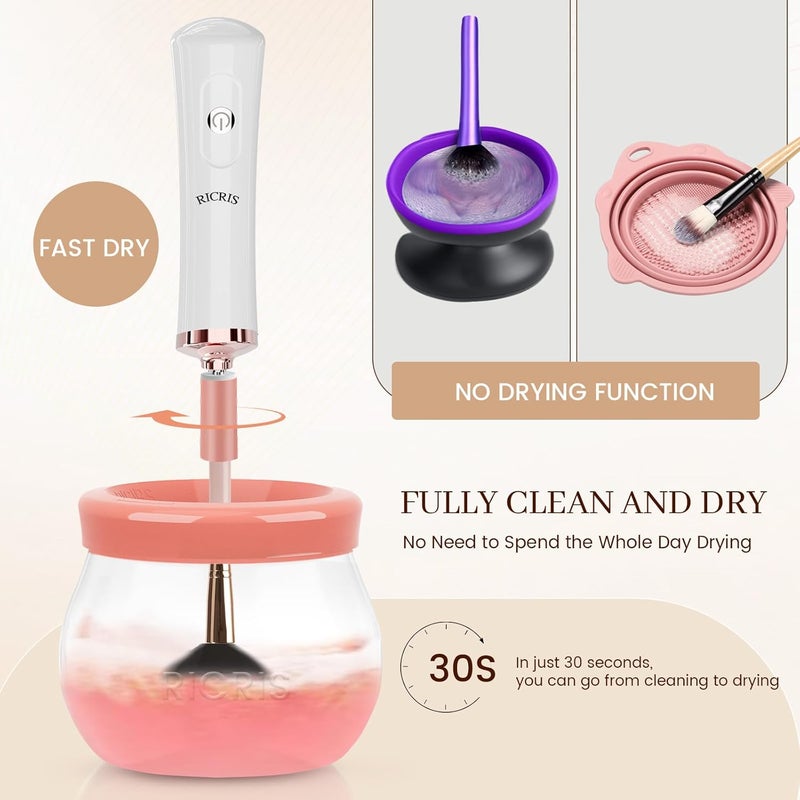 RICRIS Electric Makeup Brush Cleaner and Dryer Machine - Super Fast Clean and Dry Make Up Brushes - Automatic Cosmetic Brush Spinner Washer Tools - Image 3