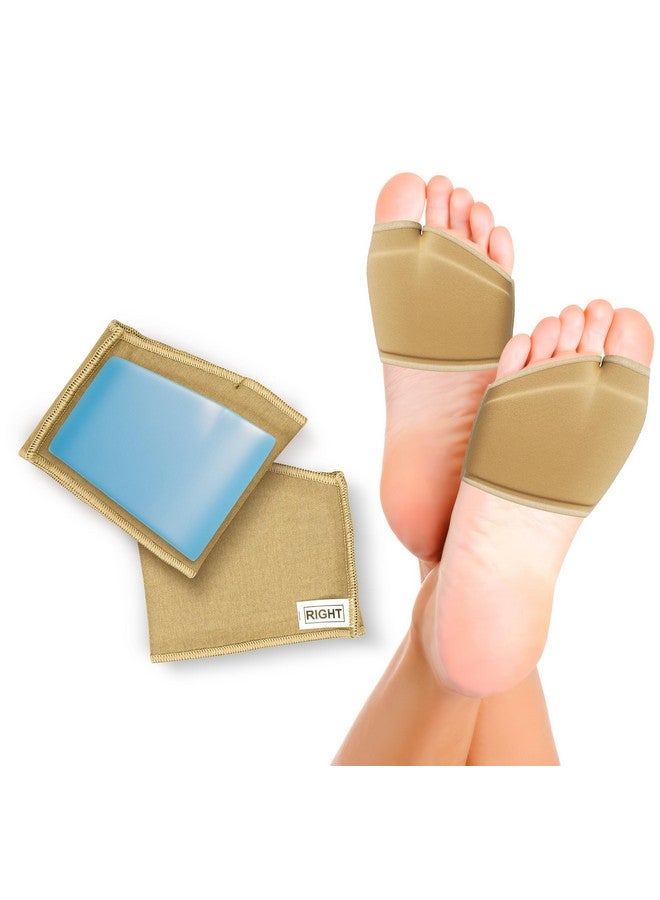 FOverA FOVERA Gel Metatarsal Cotton Sleeves with Ball of Foot Cushion for Metatarsalgia Pain Relief - Gel Ball of Foot Support Pads for Men and Women (Beige, Large, Pack of 1 Pair) - Image 1