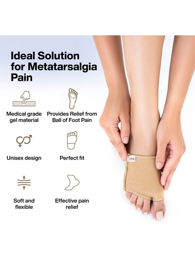 FOverA FOVERA Gel Metatarsal Cotton Sleeves with Ball of Foot Cushion for Metatarsalgia Pain Relief - Gel Ball of Foot Support Pads for Men and Women (Beige, Large, Pack of 1 Pair) - Image 4