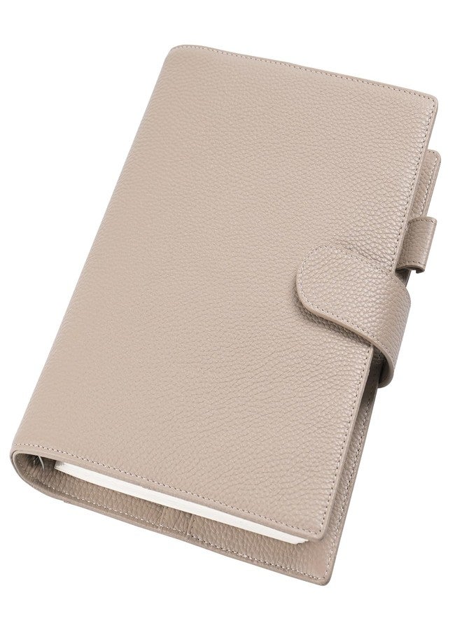 Moterm A5 Elite Rings Planner - Genuine Leather Binder Organizer Without Big Back Pocket (Pebbled-Taupe, 25mm Ring) - Image 1