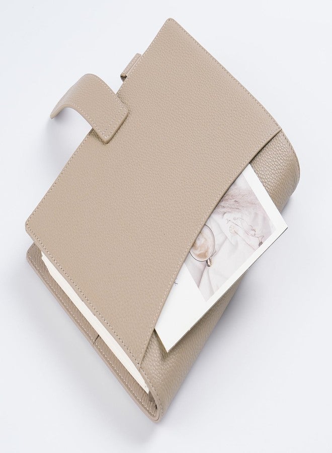 Moterm A5 Elite Rings Planner - Genuine Leather Binder Organizer Without Big Back Pocket (Pebbled-Taupe, 25mm Ring) - Image 5