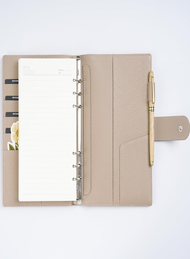 Moterm A5 Elite Rings Planner - Genuine Leather Binder Organizer Without Big Back Pocket (Pebbled-Taupe, 25mm Ring) - Image 4