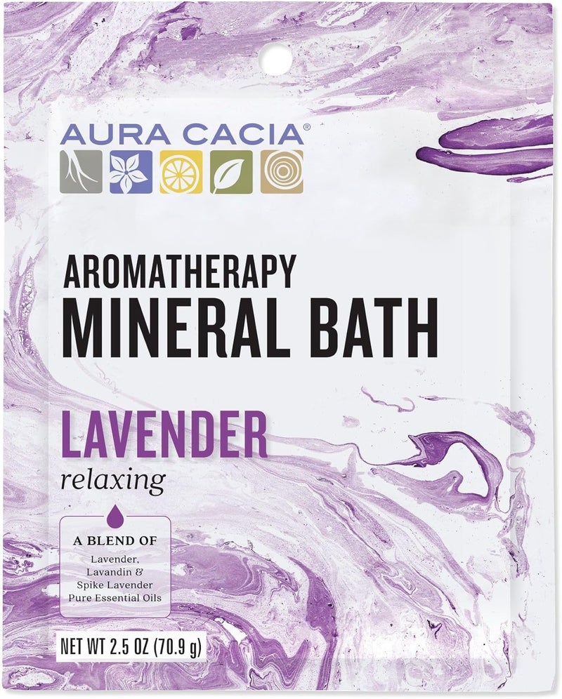 Aura Cacia Aromatherapy Mineral Bath Salts - Relaxing Lavender - 2.5 oz Packet (Pack of 3) - Image 1