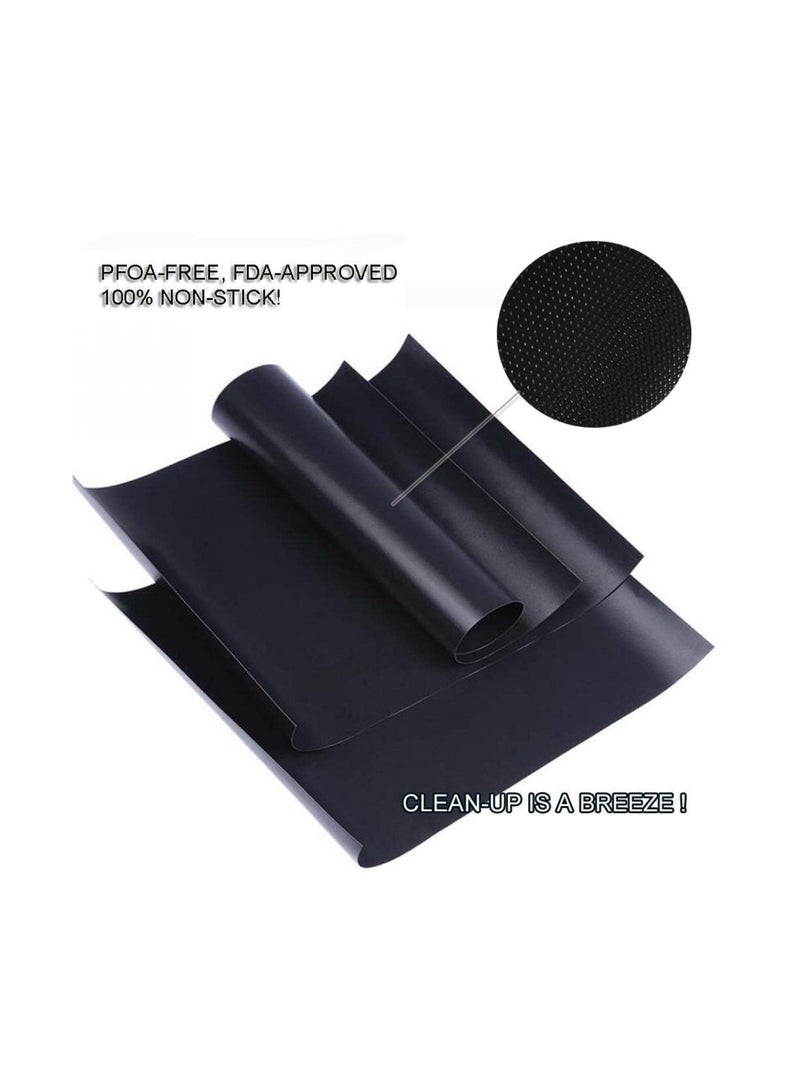 9 Pcs Grill Mat Set Non Stick BBQ Mats Baking Heavy Duty Reusable Works on Gas Charcoal Electric Black - Image 5