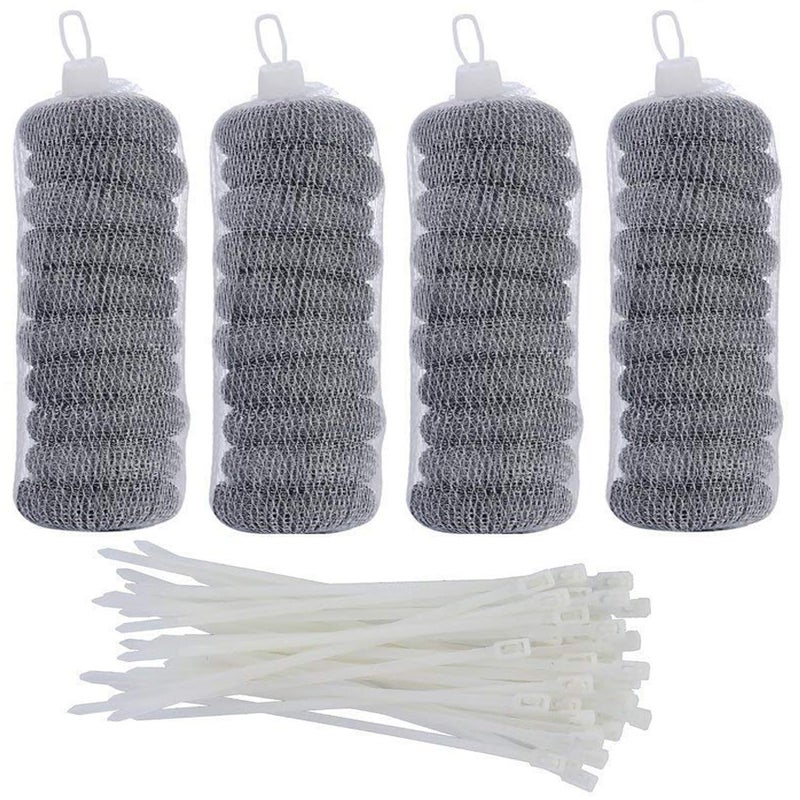 40 Pieces Lint Traps Stainless Steel Washing Machine Lint Snare Traps Laundry Mesh Washer Hose Filter with 40 Pcs Cable Ties - Image 1