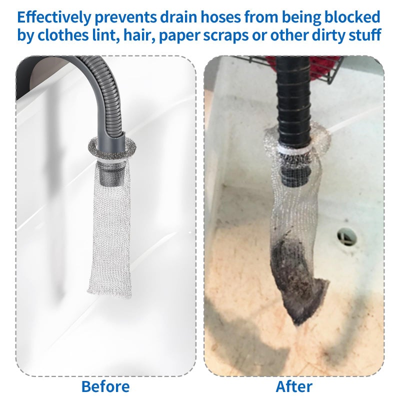 40 Pieces Lint Traps Stainless Steel Washing Machine Lint Snare Traps Laundry Mesh Washer Hose Filter with 40 Pcs Cable Ties - Image 3