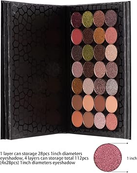 Allwon 4Layer Book Shaped Magnetic Palette Large Empty Makeup Palette Storage Box for Eyeshadow Lipstick Blush Powder Black - Image 4