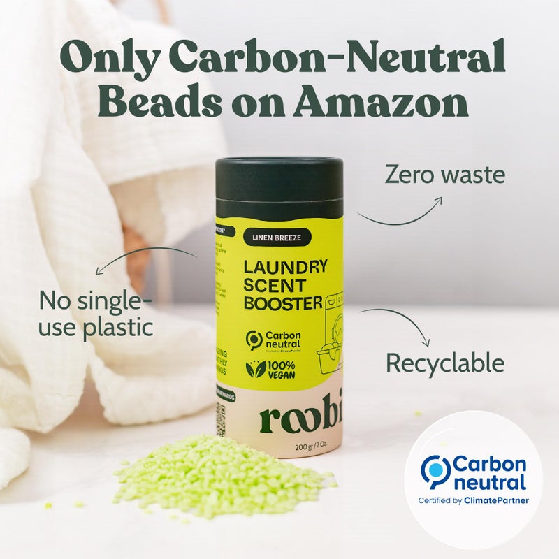 Roobi Sustainable Laundry Scent Booster Beads. Linen Breeze Fragrance Laundry Beads. Up to 20 Washing Cycles. Carbon Neutral, 100% Vegan. - Image 2