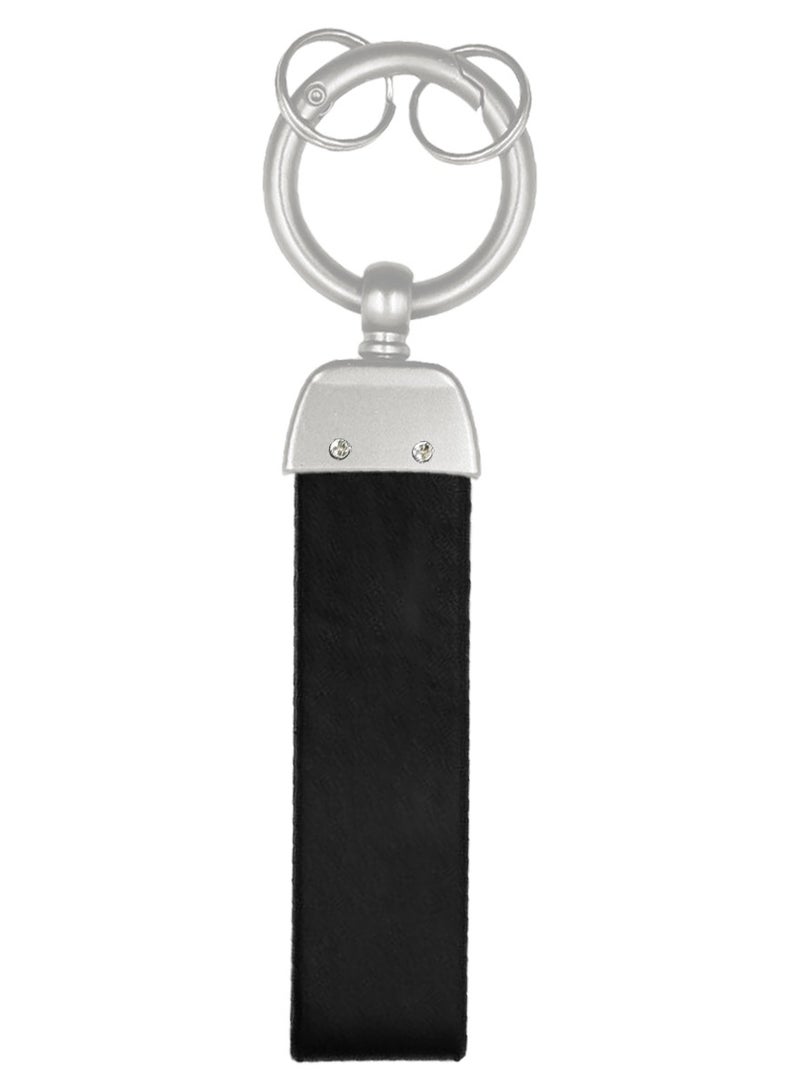 Honda Durable and Stylish Premium Leather Strap Car Keychain with Retractable Metal Clip and Metal Ring - HONDA - Black - Image 2